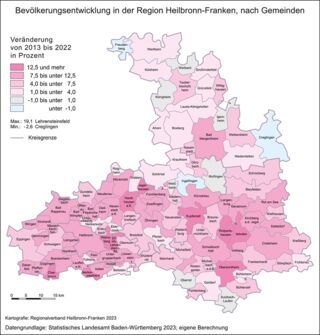 Bevölkerungs-Entwicklung von 2013 bis 2022 in Prozent